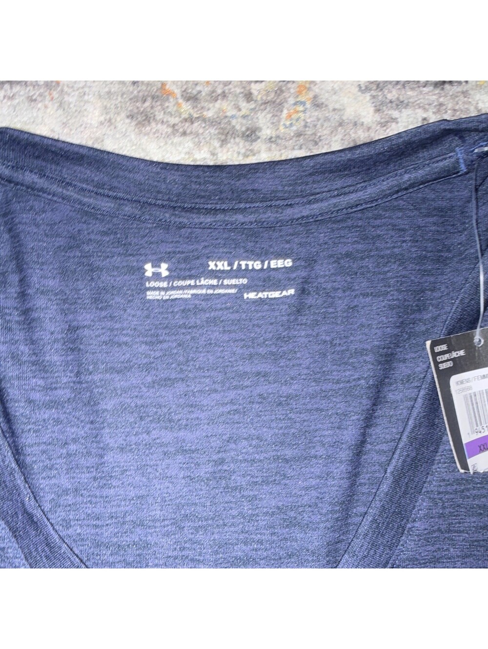 Under Armour HeatGear Women's V-Neck Short Sleeve T-Shirt 2XL Blue Loose A302 - Picture 5 of 8
